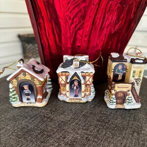 Goebel MJ Hummel Light Up House Christmas Ornaments Set Of 3 Bradford Exchange